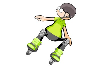 Rollerblader boy isolated on white - Cartoon style