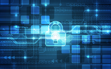 Abstract technology security on global network background, vector illustration