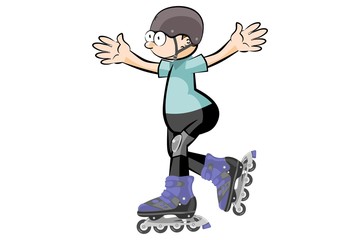 Rollerblader boy isolated on white - Cartoon style