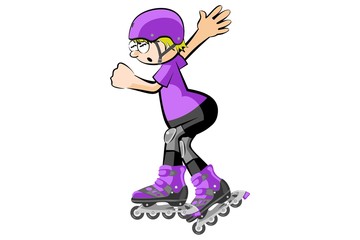 Rollerblader boy isolated on white - Cartoon style