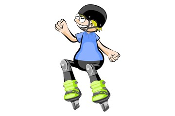 Rollerblader boy isolated on white