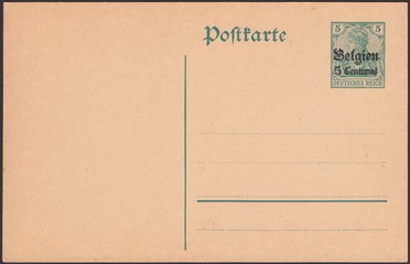 Legendary warrior women of the Valkyries,crowned with the Imperial crown on old post card.Overprint Belgium 5 centimes,circa 1916