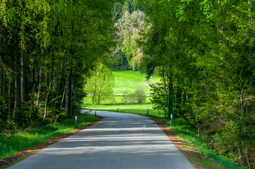 Naklejka premium An empty road in the summer time. Image has a vintage effect.