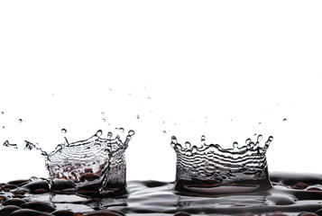 two water splash isolate white background