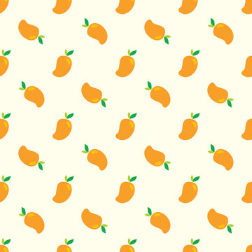 Seamless mango pattern. Yellow Mangoes background  for print, textile, wrapping, wallpapers, web backgroung, cover, banner, flyer.