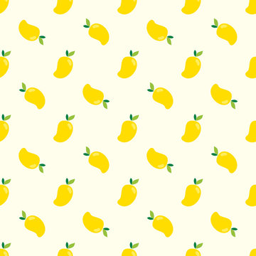 Seamless mango pattern. Yellow Mangoes background  for print, textile, wrapping, wallpapers, web backgroung, cover, banner, flyer.