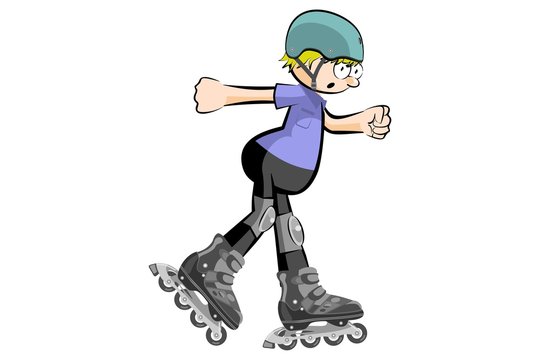 Rollerblader boy isolated on white