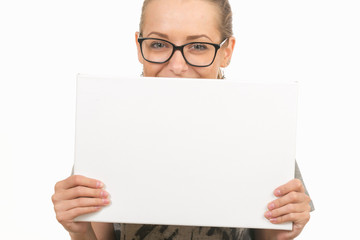 Female hands on a white background. poster