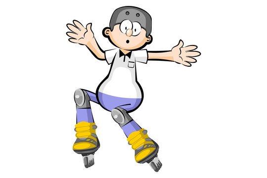 Rollerblader boy isolated on white - Cartoon style