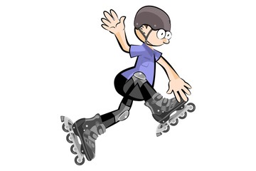 Rollerblader boy isolated on white