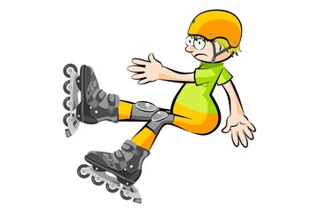 Rollerblader boy isolated on white
