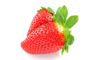 fresh garden strawberry fruits isolated on a white background