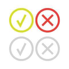 line green check mark or check box icons set