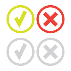 line green check mark or check box icons set