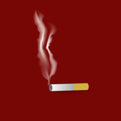 A smoking cigarette. Vector illustration.