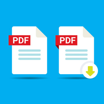 vector flat PDF file icon and pdf download icon
