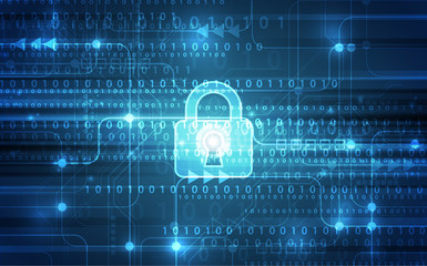 Abstract technology security on global network background, vector illustration