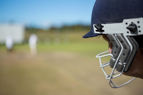 Close up of batsman at field