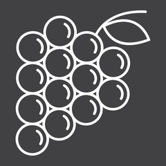 Grapes line icon, fruit and vitamin, vector graphics, a linear pattern on a black background, eps 10.