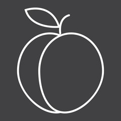 Peach line icon, fruit and diet, vector graphics, a linear pattern on a black background, eps 10.