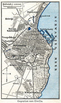 Map of Odessa, Ukraine (from Meyers Lexikon, 1896, 13/111)