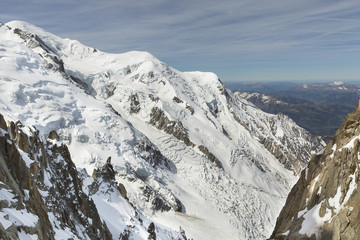 Landscape of mountain peaks in the Mont Blanc area