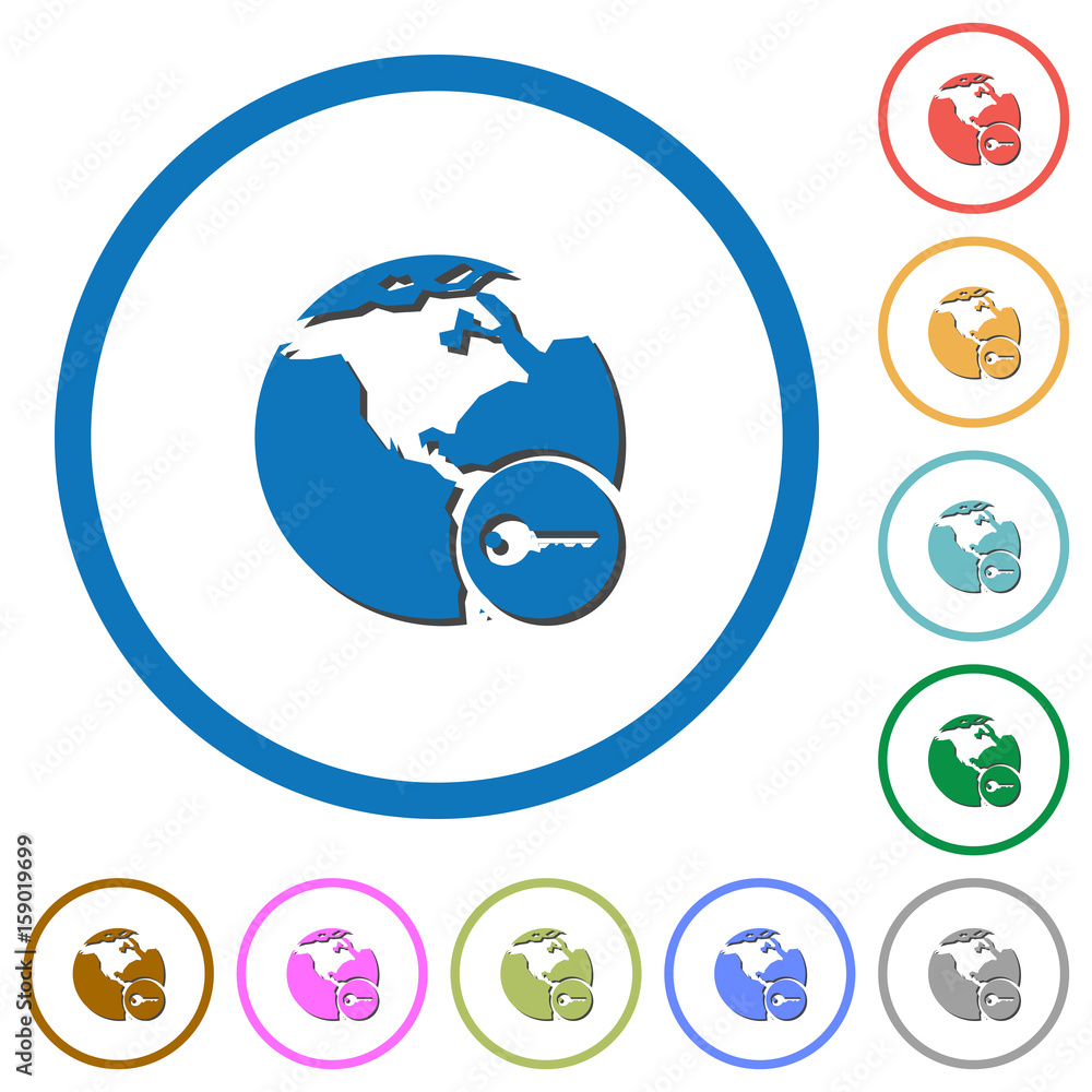 Poster secure internet surfing icons with shadows and outlines