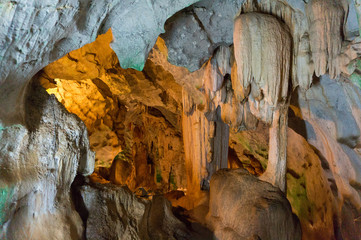 Inside a large cave in Thailand