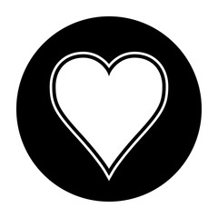 Heart icon black and white vector illustration