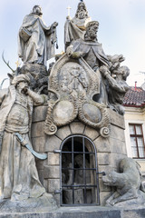 Details of statues on Charles bridge, Prague.