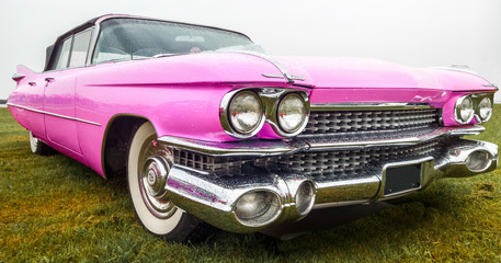 Pink classis american car from the fifties