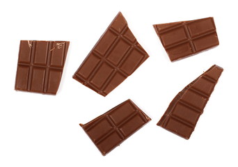 chocolate bars isolated on white background