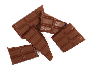chocolate bars isolated on white background