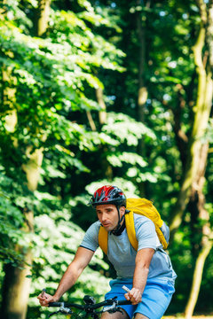 Man Riding a Mountain Bike