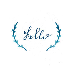 Obraz premium Hello lettering with watercolor frames.