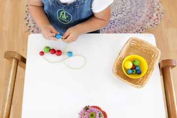 Montessori classroom beadwork