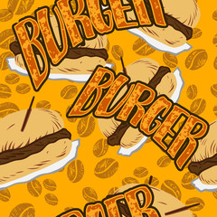 Hand drawn hamburger vector seamless pattern