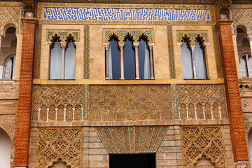 Mosaics and Windows Peter of Castle's Palace Alcazar Royal Palace Seville Spain