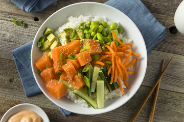 Raw Organic Salmon Poke Bowl