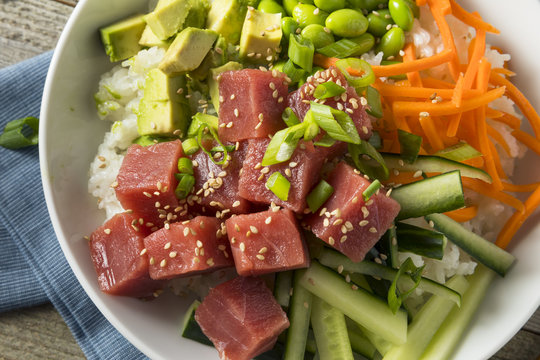 Raw Organic Ahi Tuna Poke Bowl