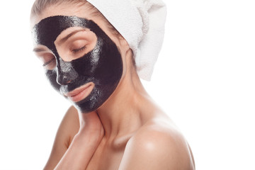 Woman pampering face skin