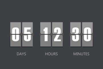 Flip Countdown timer. Flat style, sign vector