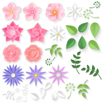 Paper flowers. Background. Vector illustration
