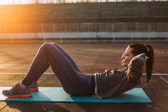 Woman doing exercise outside