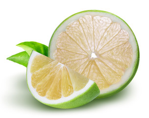 Sweetie, green grapefruit isolated on white background with clipping path