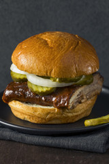 Homemade Smoked BBQ Rib Sandwich