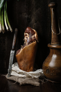 Ham hock in rustic setting