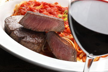 Steak and pasta