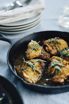 Skillet of Chicken with 40 cloves of garlic