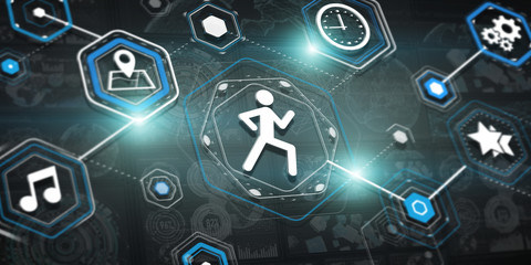 3D rendering runnig app modern interface